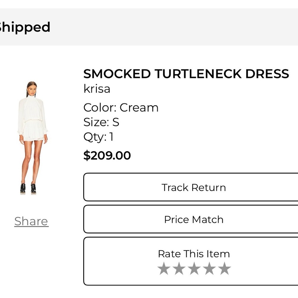 REVOLVE Cream Smocked Turtleneck Dress